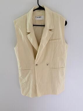 4th & Reckless  Light Yellow Double-Breasted Long Waistcoat-Size XS
